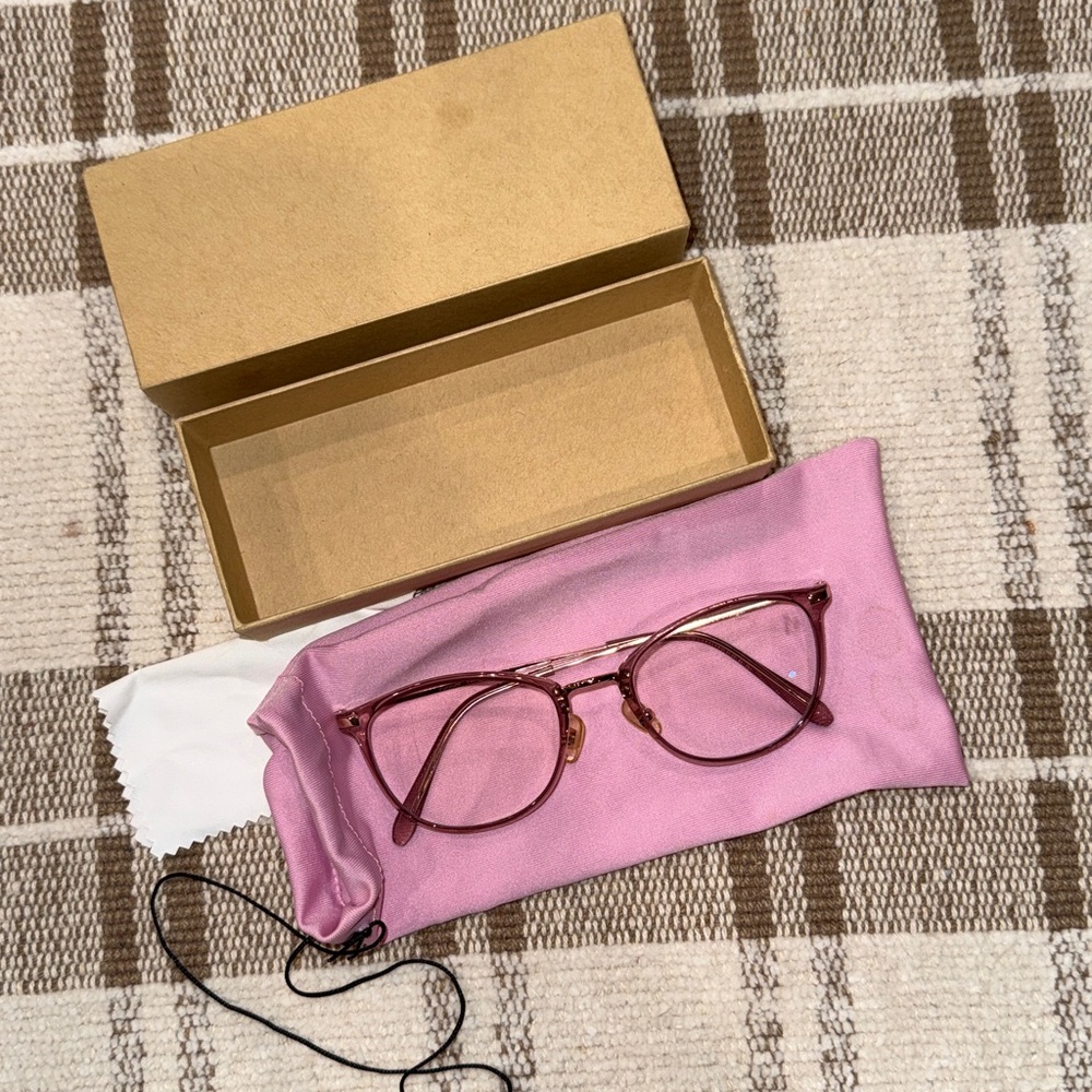 Blue light blocking Pink Glasses with Case
